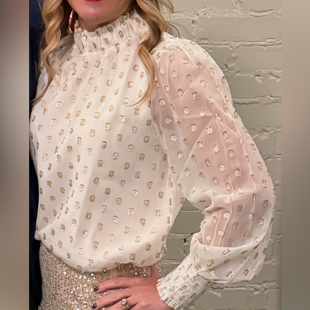 LOFT Cream and Gold Blouse